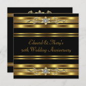 Black Gold 50. Hochzeitstag Einladung (Vorne/Hinten)