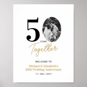 Black Gold 50. Hochzeitstag Foto Willkommen  Poster