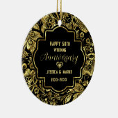 Black & Gold 50. Hochzeitstag Keramik Ornament (Rechts)