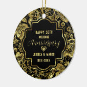 Black & Gold 50. Hochzeitstag Keramik Ornament (Links)