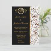 Black & Gold 50 Jahre alt - Einladung (Stehend Vorderseite)