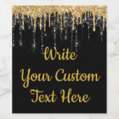 Black Gold 50 Jahre Party Geburtstag Glitzer Weinetikett (Einzelnes Label)