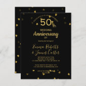 Black & Gold 50-jährige Postkarte (Vorne/Hinten)