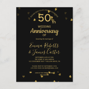 Black & Gold 50-jährige Postkarte