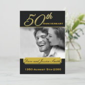 Black Gold 50-jähriges Event Foto Einladung (Stehend Vorderseite)