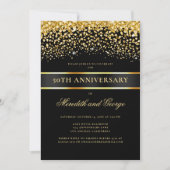 Black Gold 50-jähriges Foto Einladung (Vorderseite)