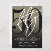 Black Gold 50-jähriges Party Einladung (Vorderseite)