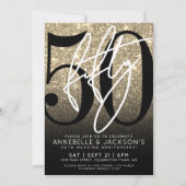 Black Gold 50-jähriges Party Einladung (Vorderseite)