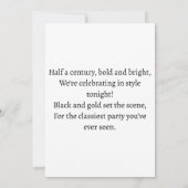 Black & Gold 50. Überraschendes Party Einladung (Rückseite)