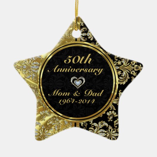 Black & Gold 50. Wedding Anniversary Ornament 2a (Vorne)