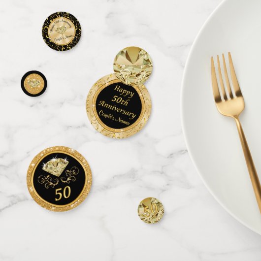 Black Gold 50th Anniversary Table Decoration Ideen Konfetti (Gruppe)