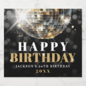 Black Gold 50th Birthday Party Schaumweinetikett (Einzelnes Label)