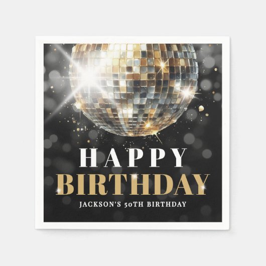 Black Gold 50th Birthday Party Serviette (Vorderseite)