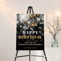 Black Gold 50th Birthday Party Welcome Sign