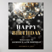 Black Gold 50th Birthday Party Welcome Sign Poster (Vorne)