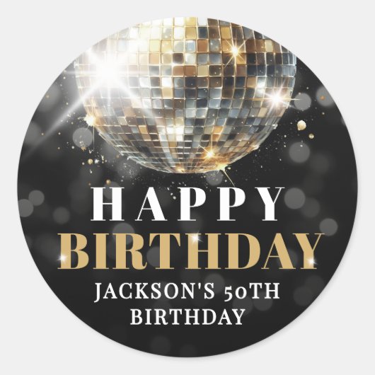 Black Gold 50th Birthday Runder Aufkleber (Vorderseite)