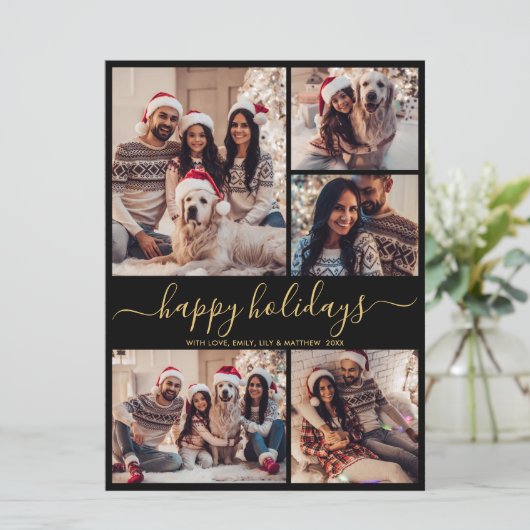 Black Gold 5 Foto Happy Holidays Weihnachten (Stehend Vorderseite)