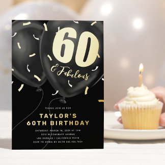Black Gold 60. Geburtstagsparty Folieneinladung