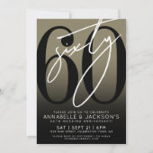 Black Gold 60-jähriges Party Einladung (Vorderseite)