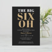 Black Gold 60. Überraschung Geburtstag Elegant Einladung (Stehend Vorderseite)