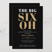 Black Gold 60. Überraschung Geburtstag Elegant Einladung (Vorne/Hinten)