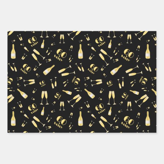 Black Gold 60 und Sassy Birthday Elegant  Geschenkpapier Set (Vorderseite)