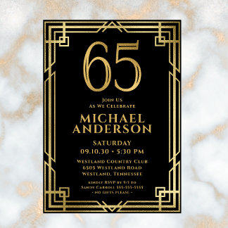 Black Gold 65. Geburtstag Foto Einladung