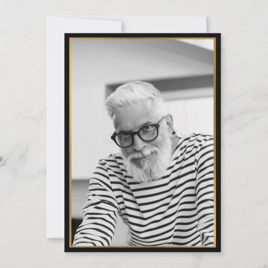 Black Gold 70. Geburtstag Foto Einladung (Rückseite)