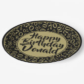 Black/Gold 70th Random Number Pattern Pappteller (Schrägansicht)