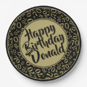 Black/Gold 70th Random Number Pattern Pappteller (Vorderseite)