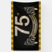Black Gold 75. Geburtstagsparty Banner (Vertikal)