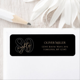 Black Gold 80. Geburtstag Rücksende-Adresse-Etiket