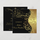 Black & Gold 85. Geburtstagsparty Einladung (Vorne/Hinten)
