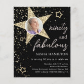 Black & Gold 90. Geburtstag Einladung (Vorderseite)