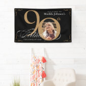 Black Gold 90. Geburtstag Elegantes Kalligrafische Banner (Insitu)