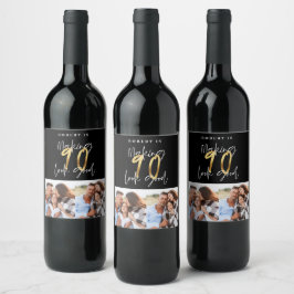 Black gold 90. Geburtstag Multi-Foto-Party Weinetikett