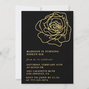 Black Gold 96. Geburtstagseinladungen Floral Einladung