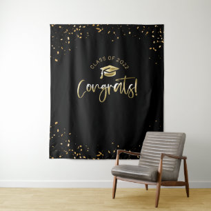Black Gold Abschluss 2025 Foto Booth Tapestry Wandteppich
