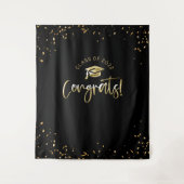 Black Gold Abschluss 2025 Foto Booth Tapestry Wandteppich (Vorderseite)