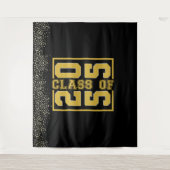 Black Gold Abschluss Class of Sporty Typografy Wandteppich (Vorderseite)