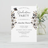 Black & Gold Abschluss - Einladung (Stehend Vorderseite)