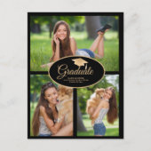 Black Gold Abschluss Foto Class 2024 Ankündigungspostkarte (Vorderseite)