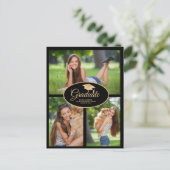 Black Gold Abschluss Foto Class 2024 Ankündigungspostkarte (Stehend Vorderseite)