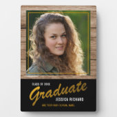 Black Gold Abschluss Foto Keepake Brown Wood Fotoplatte (Vorderseite)