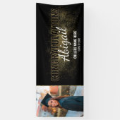 Black & Gold Abschluss Herzlichen Glückwunsch Foto Banner (Vertikal)