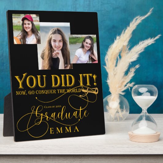 Black Gold Abschluss Multi Foto Keepake-Geschenk Fotoplatte (Seite)