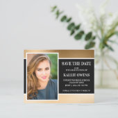 Black Gold Abschluss Save the Date Ankündigungspostkarte (Stehend Vorderseite)