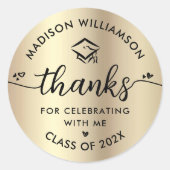 Black Gold Abschluss Vielen Dank für die moderne S Runder Aufkleber (Vorderseite)