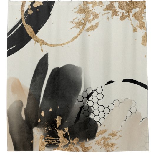 Black Gold Abstract Design Duschvorhang (Vorderseite)