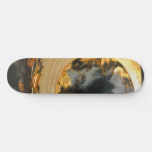 Black Gold Abstract Swirl Modern Moon Skateboard (Horizontal)